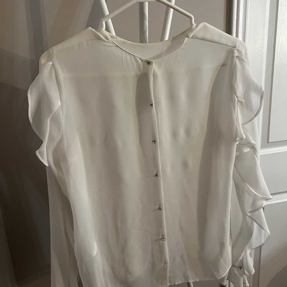 Zara Cream Long Sleeve Blouse - Picture 6 of 7